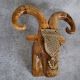 Handcrafted Mango Wood Ram Head Wall Decor with Brass